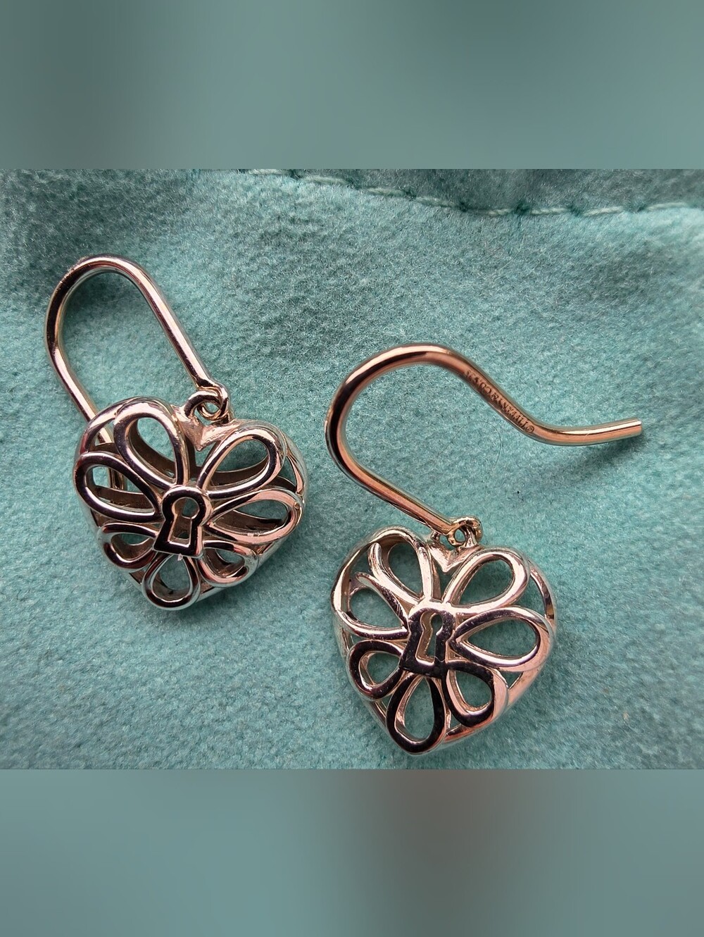 Tiffany & Co. Sterling Silver Filigree Heart Lock Earrings